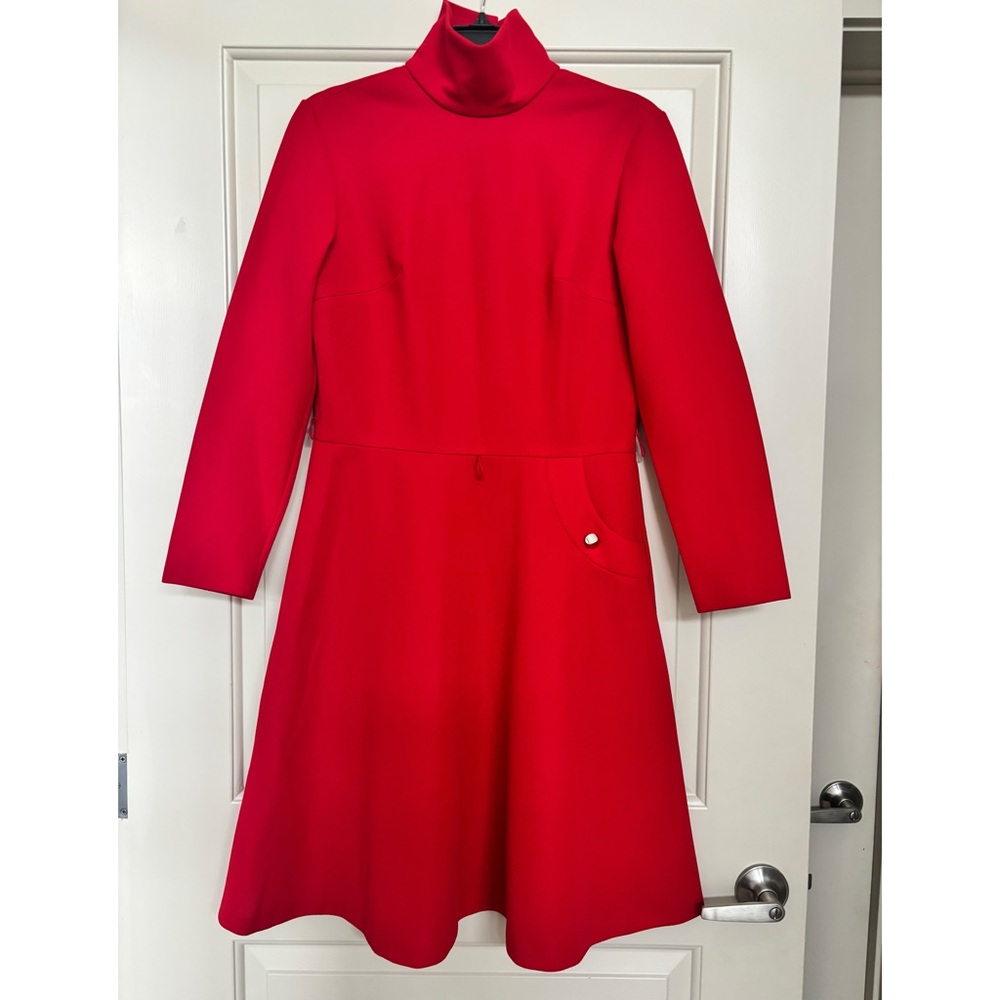 Vintage 1960s/70s Bleeker Red Mock Turtleneck Long Sleeve Dress